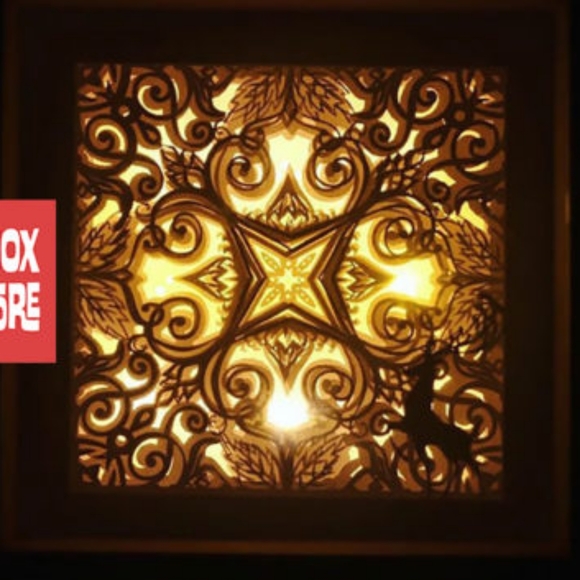 FREE SHIPPING! Handmade 3D Illuminated Paper Cut Design 8x8 Shadow Box! - Picture 2 of 2